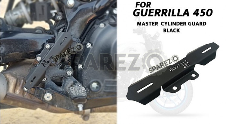 For Royal Enfield Guerrilla 450 Stainless Steel Master Cylinder Guard Black - SPAREZO